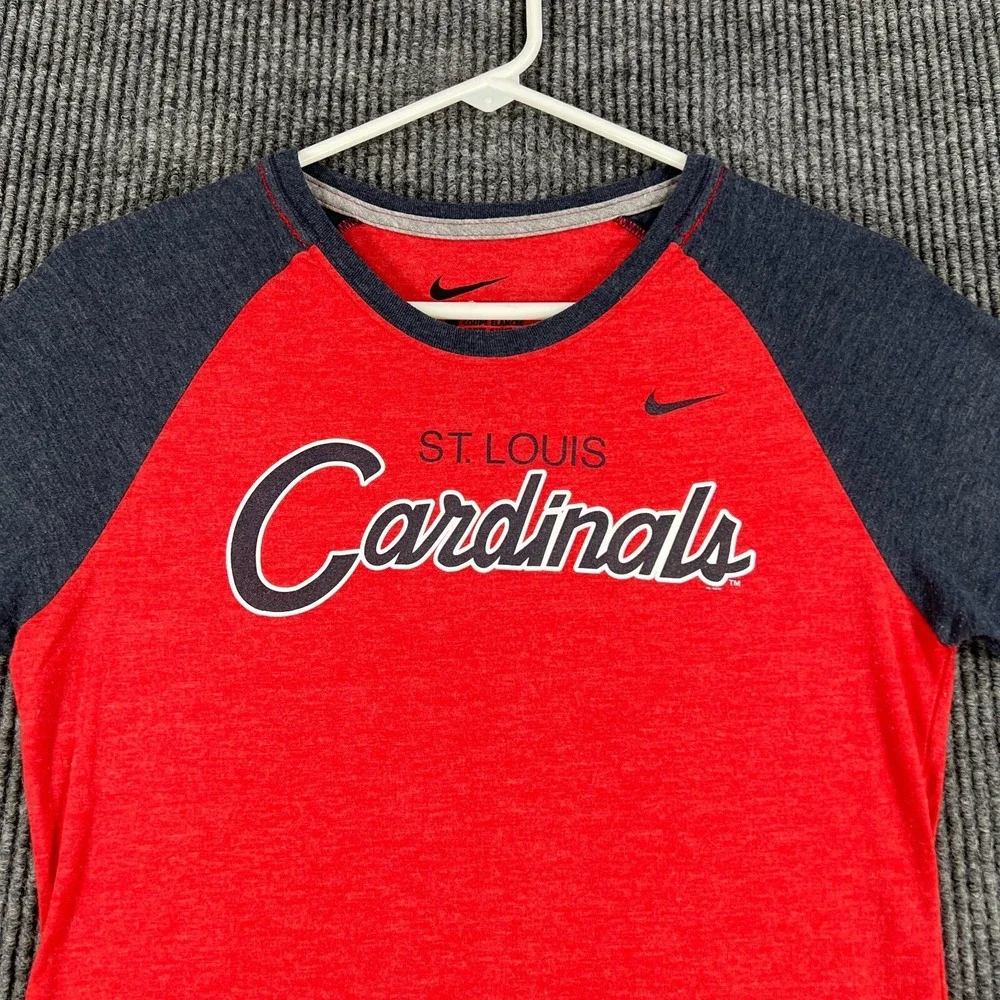 St. Louis Cardinals Shirt Womens Large 3/4 Sleeve Slim Fit Nike Red MLB Baseball